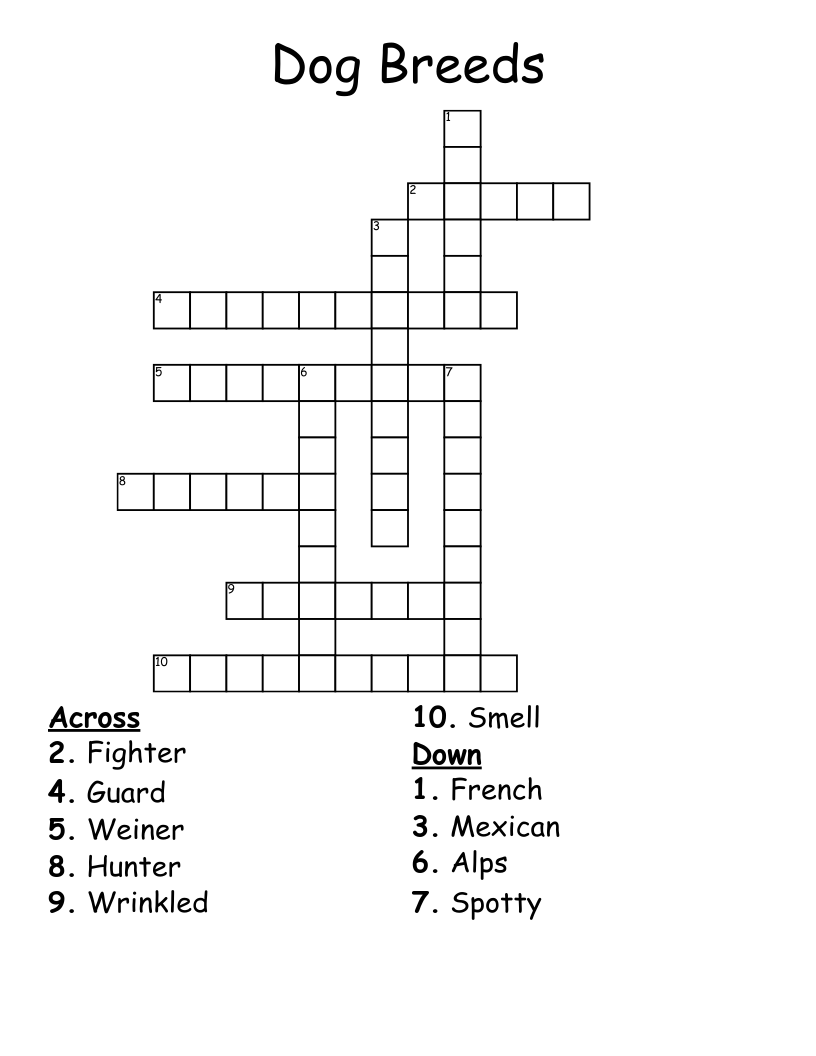 Dog Breeds Crossword