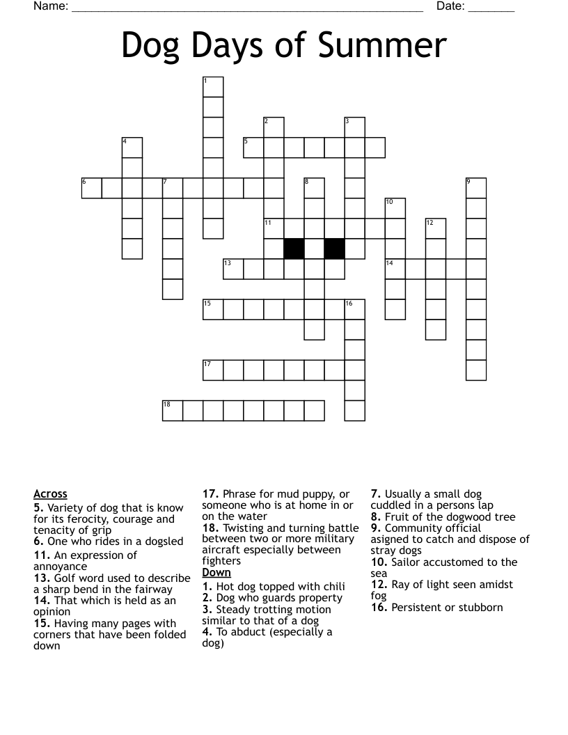 Dog Days of Summer Crossword