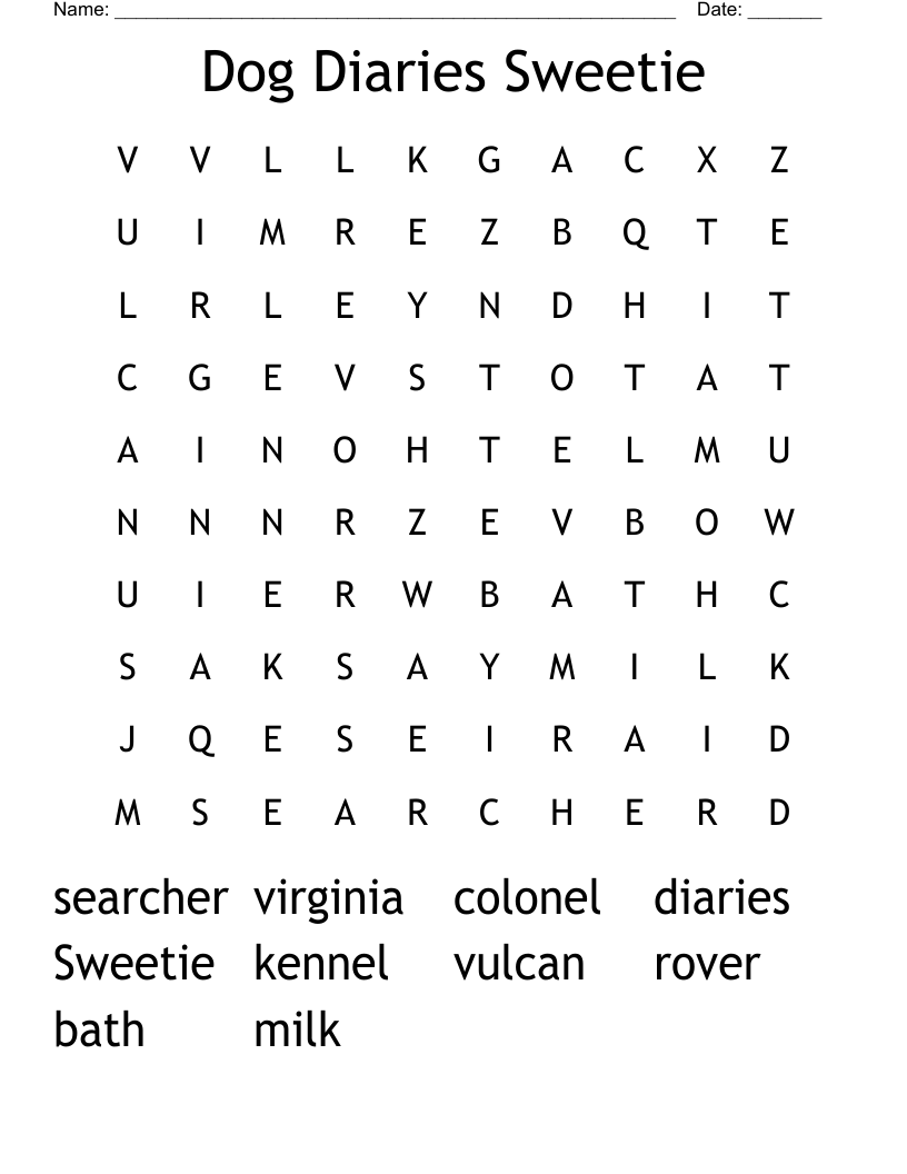 Dog Diaries  Sweetie Word Search