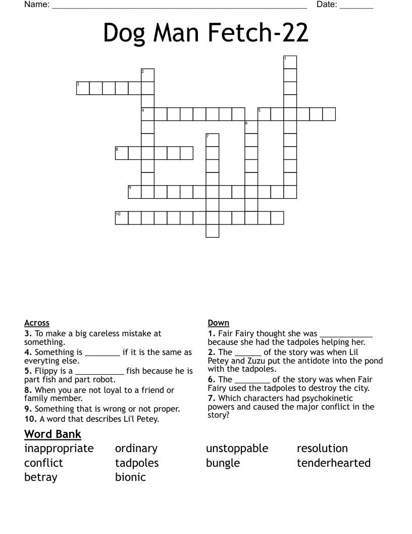 Dog Man Fetch-22 Crossword