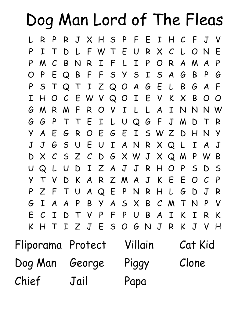 Dog Man Lord of The Fleas Word Search