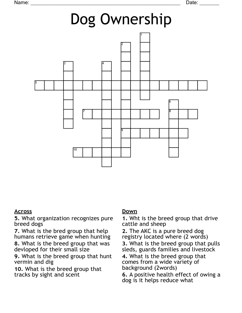 Dog Ownership Crossword
