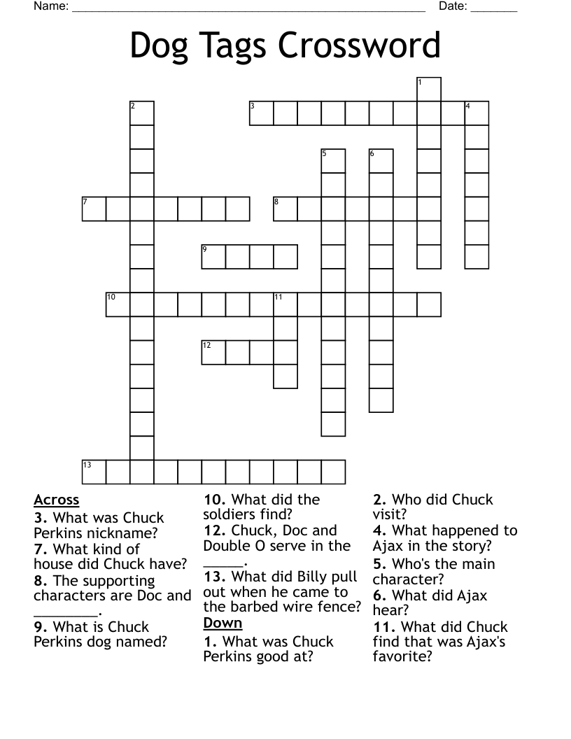 Dog Tags Crossword