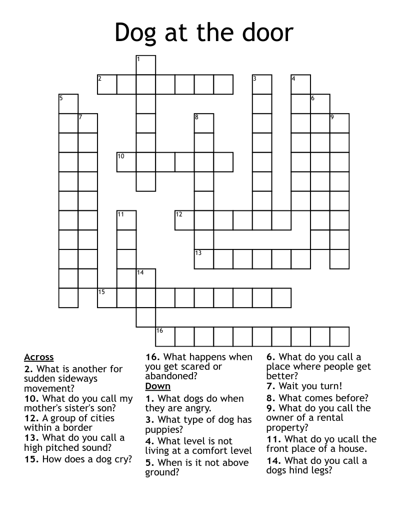 Dog at the door Crossword