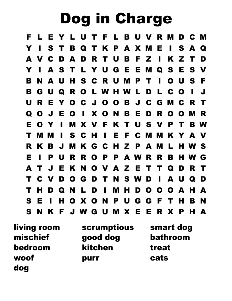 Dog in Charge Word Search