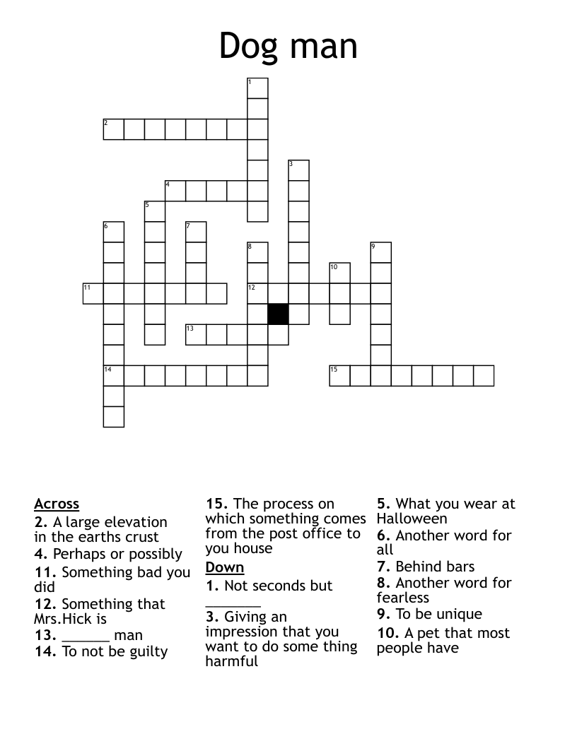 Dog man Crossword
