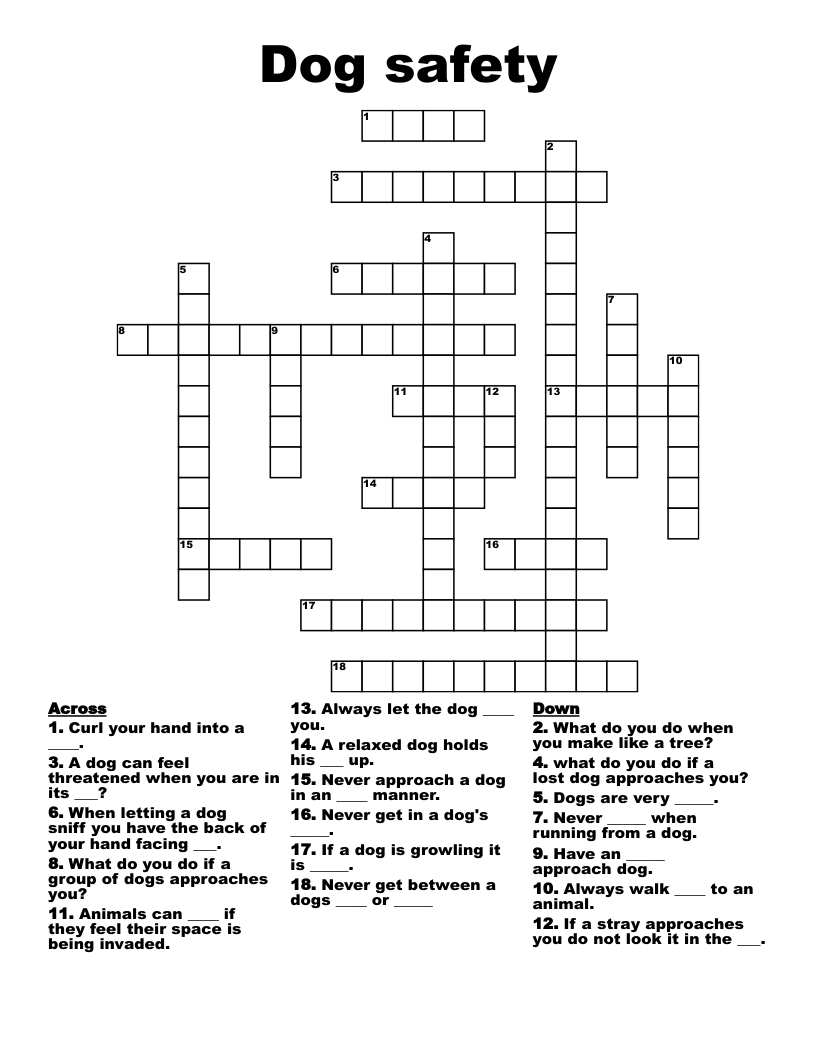 Dog safety Crossword