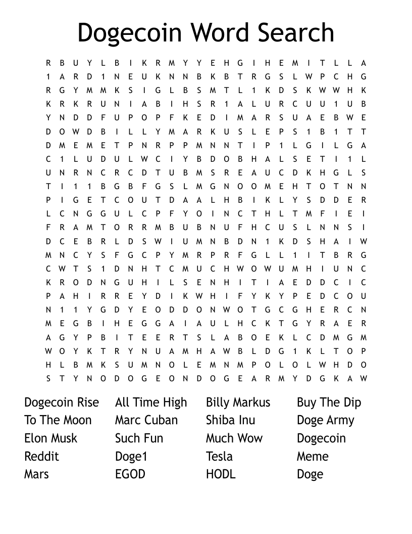 Dogecoin Word Search 