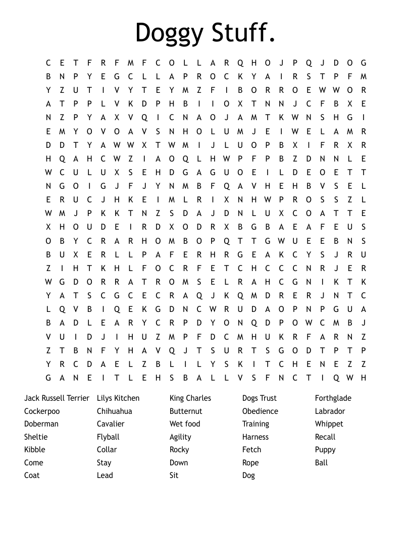 Doggy Stuff. Word Search