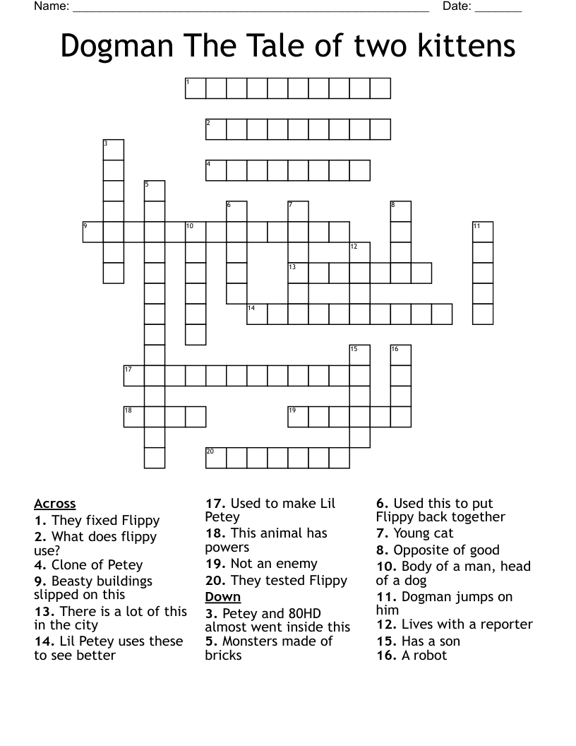 Dogman The Tale of two kittens Crossword