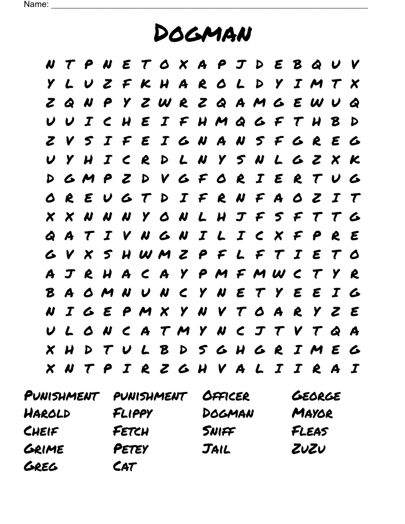 Dogman  Word Search