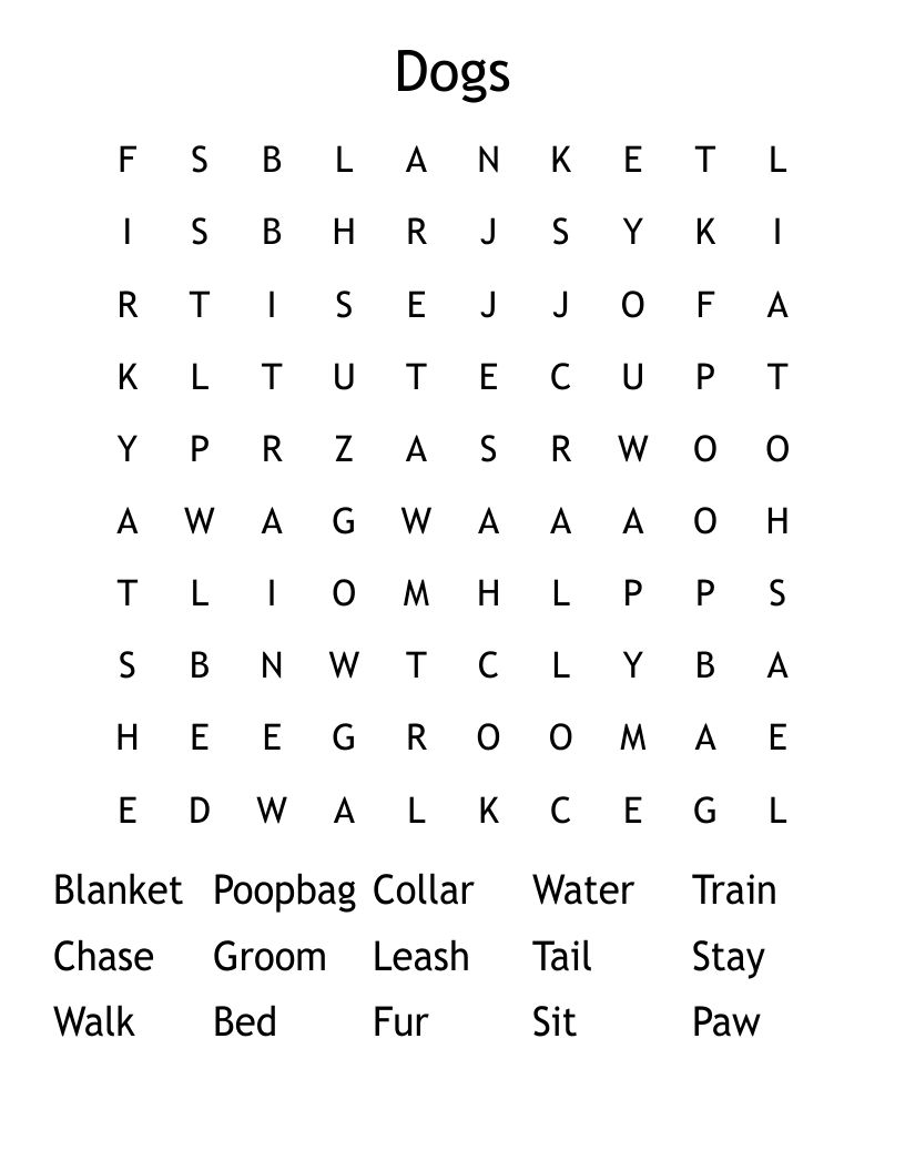 Dogs Word Search