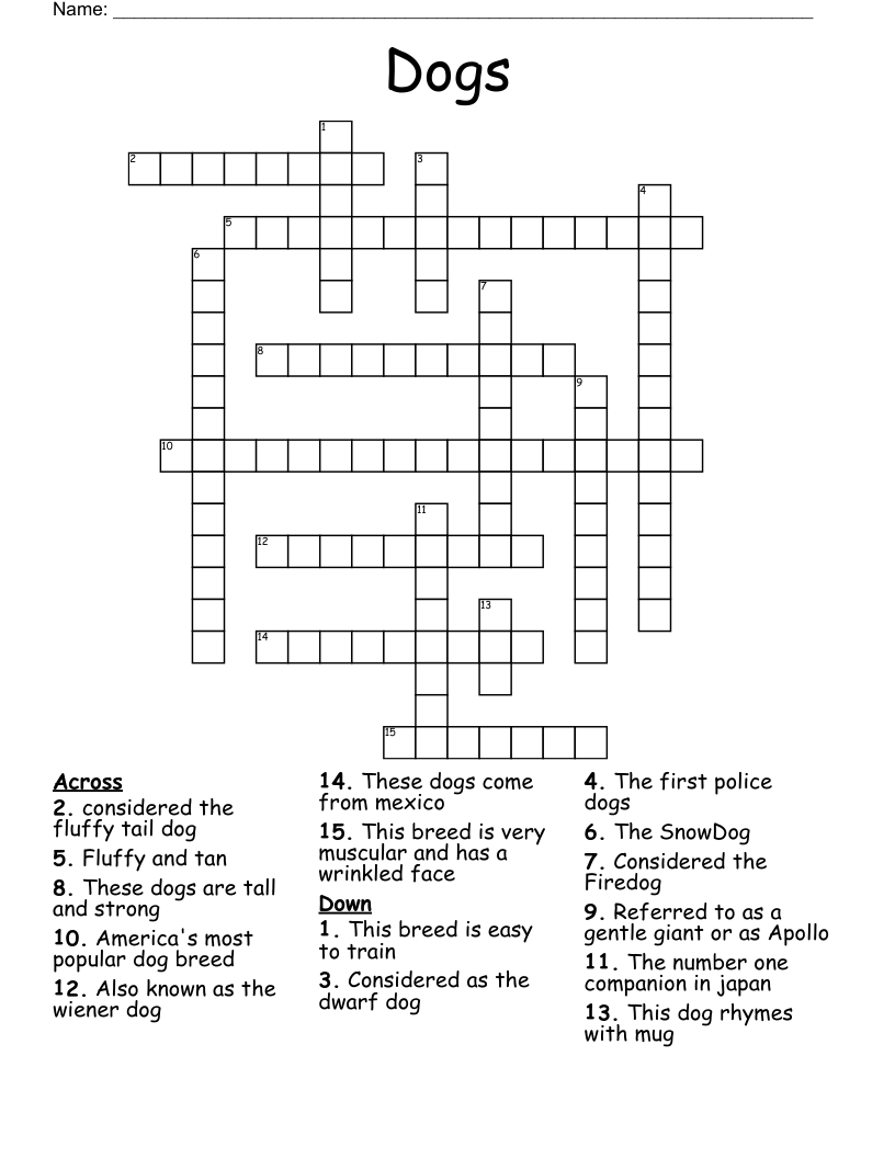 Dogs Crossword