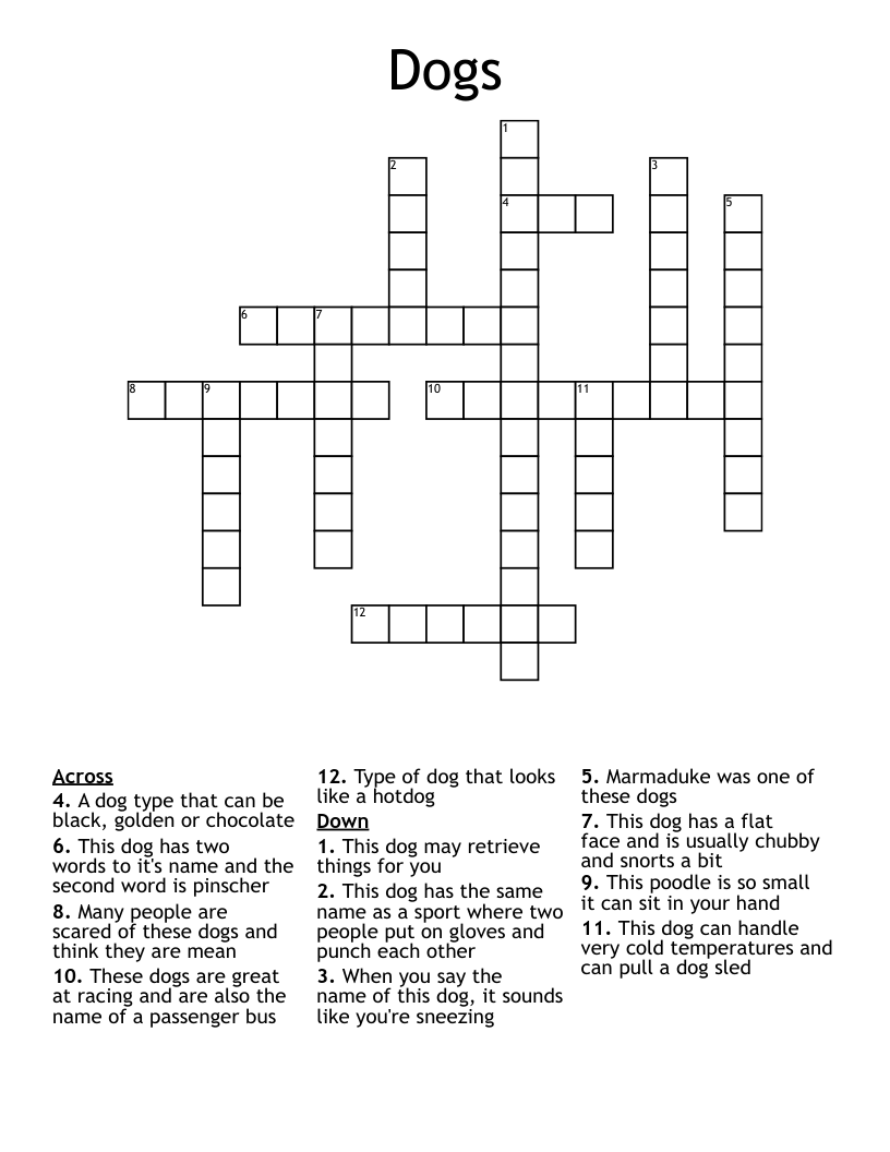 Dogs Crossword