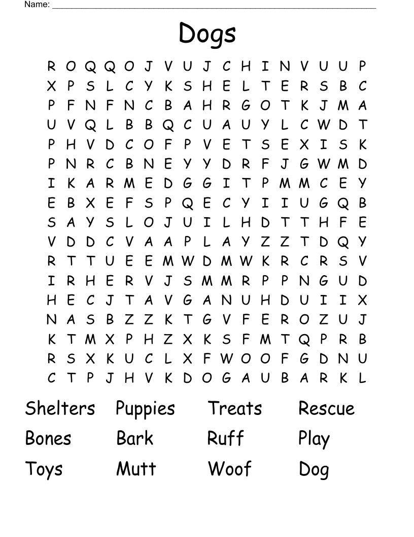 Dogs Word Search