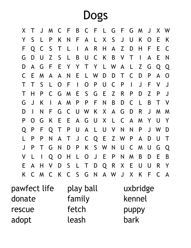 Dogs Word Search