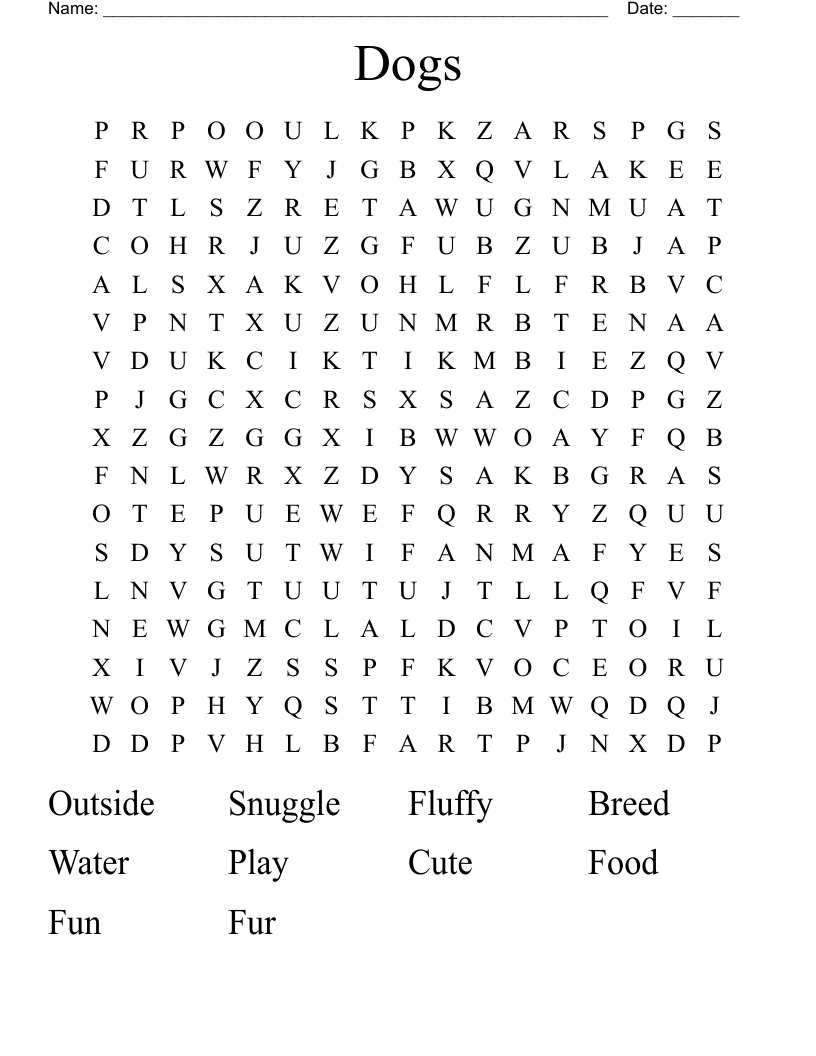 Dogs Word Search