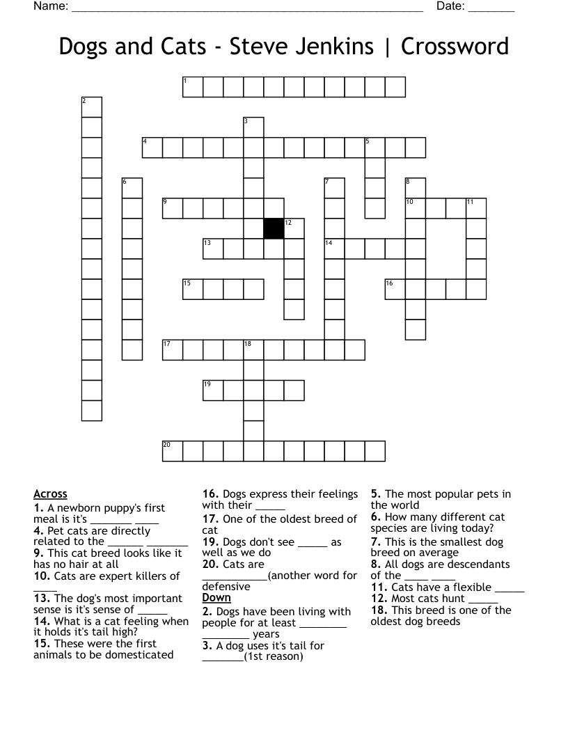 Dogs and Cats - Steve Jenkins | Crossword