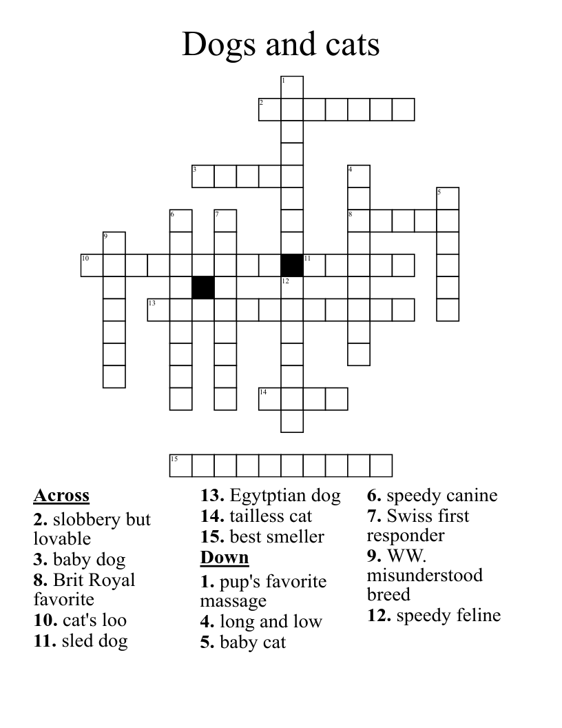 Dogs and cats Crossword