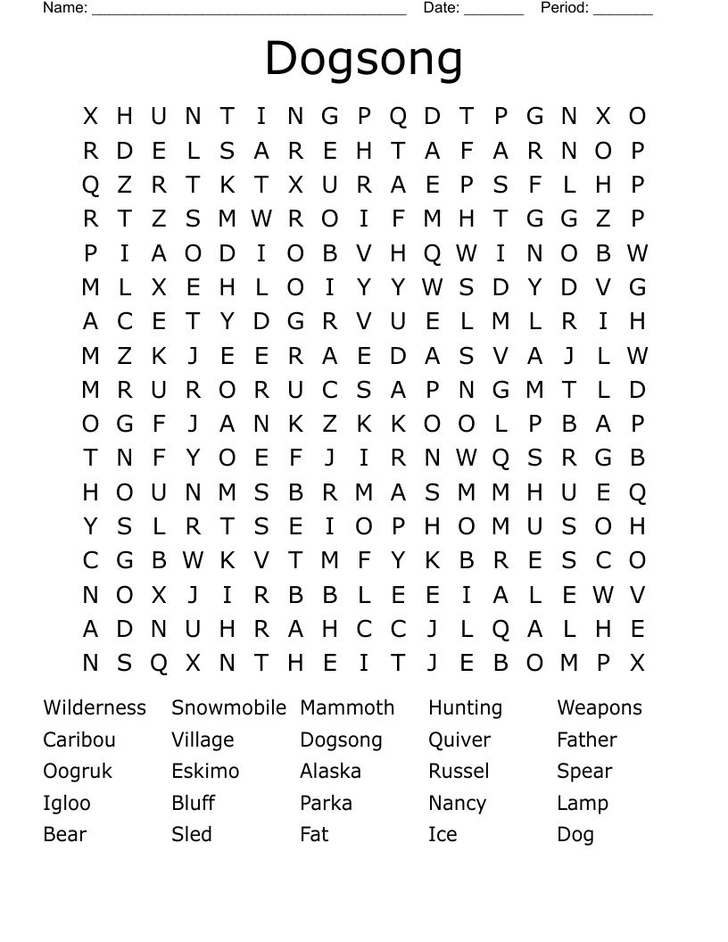 Dogsong Word Search