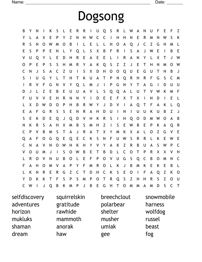 Dogsong Word Search