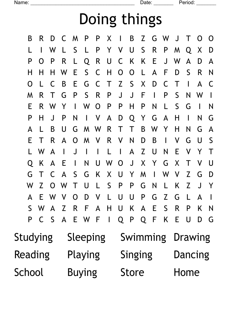 Doing things Word Search