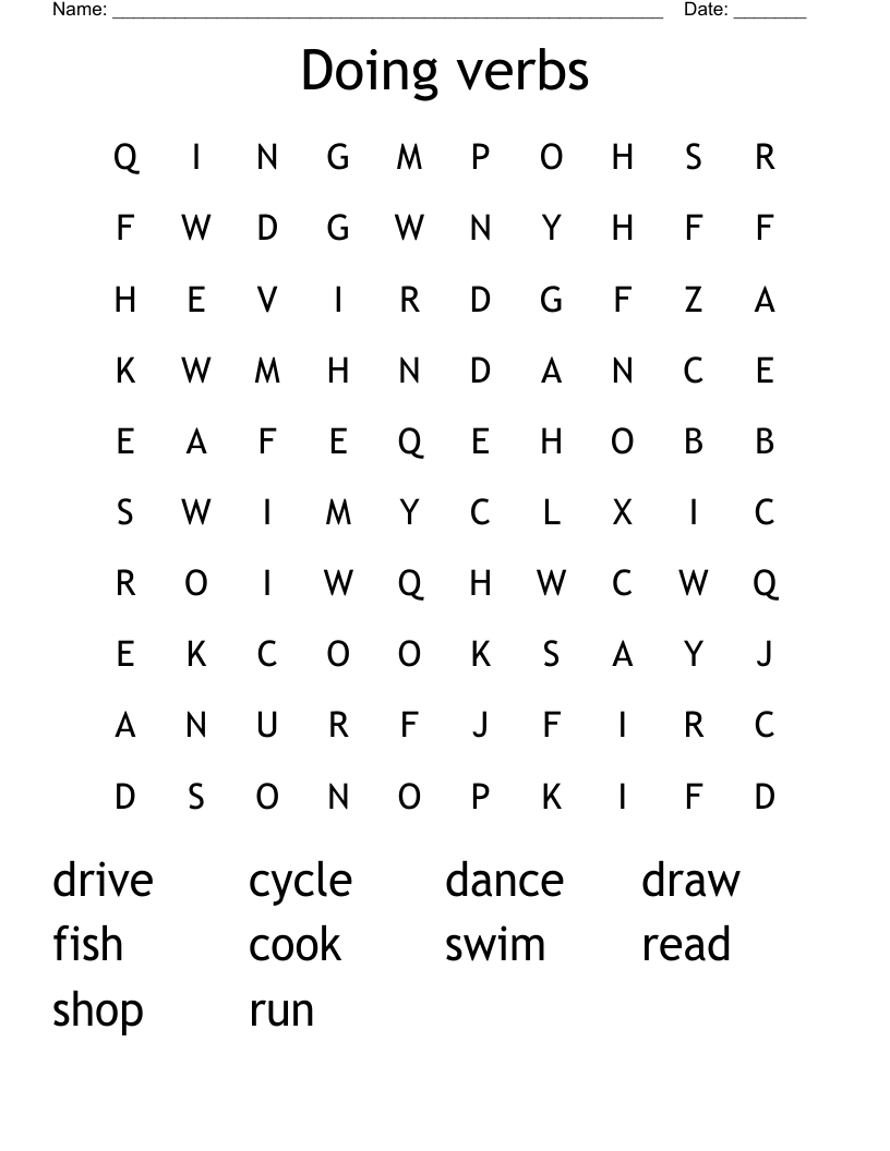 Doing verbs Word Search