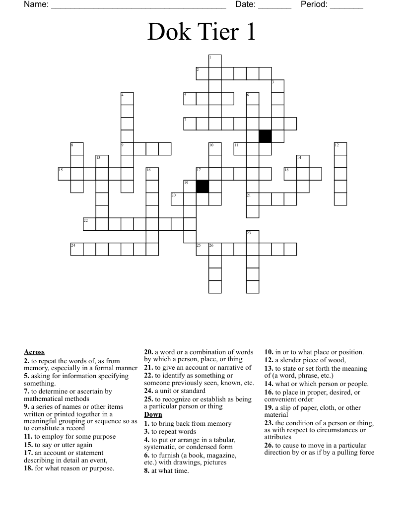 Dok Tier 1 Crossword