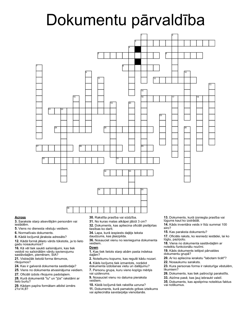 Dokumentu pārvaldība Crossword