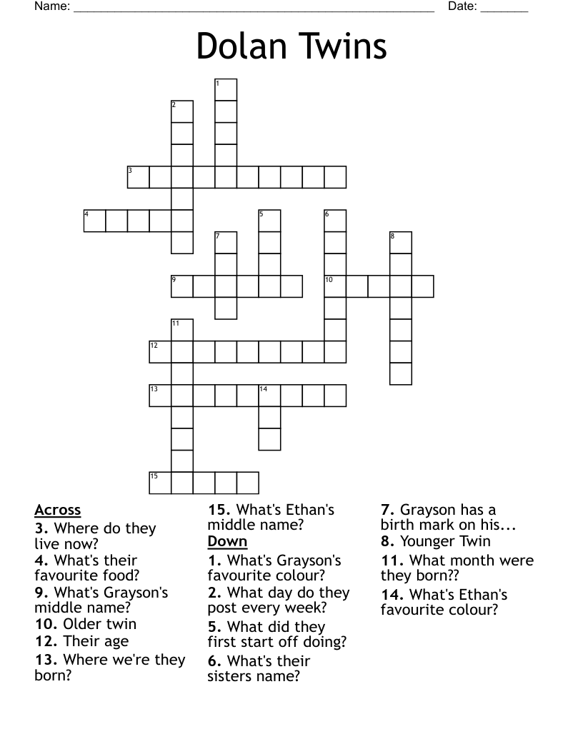 Dolan Twins Crossword