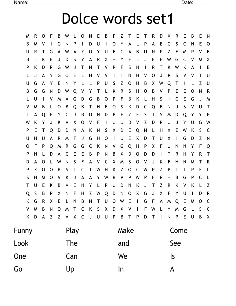 Dolce words set1 Word Search