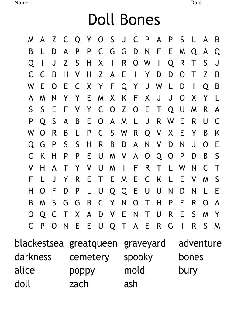 Doll Bones Word Search