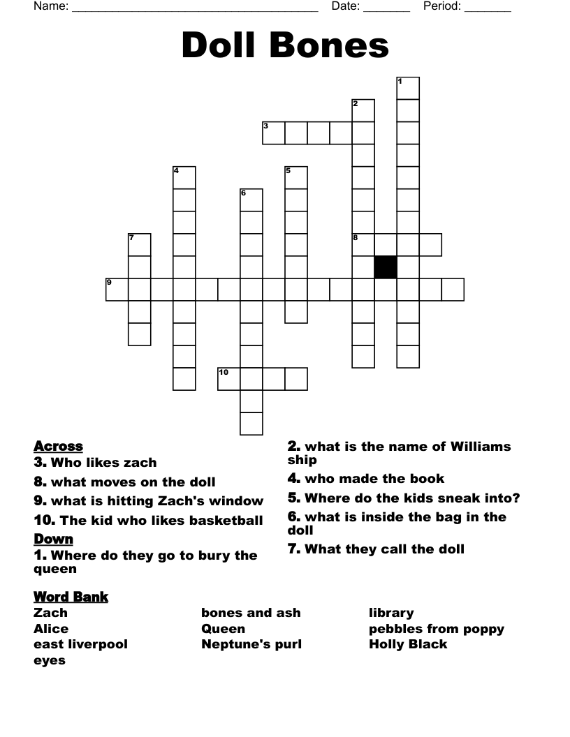 Doll Bones Crossword