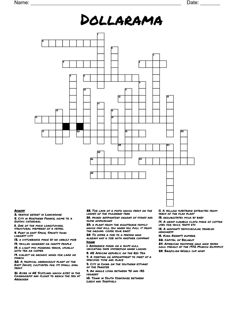 Dollarama Crossword