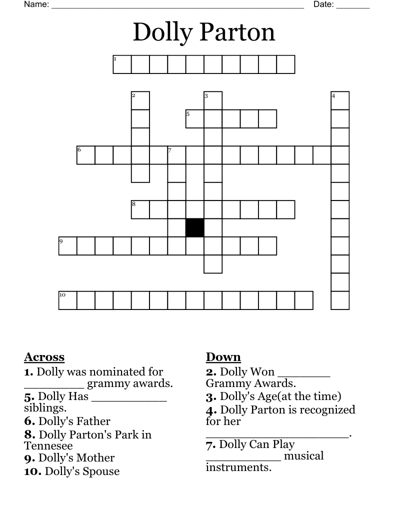 Dolly Parton Crossword