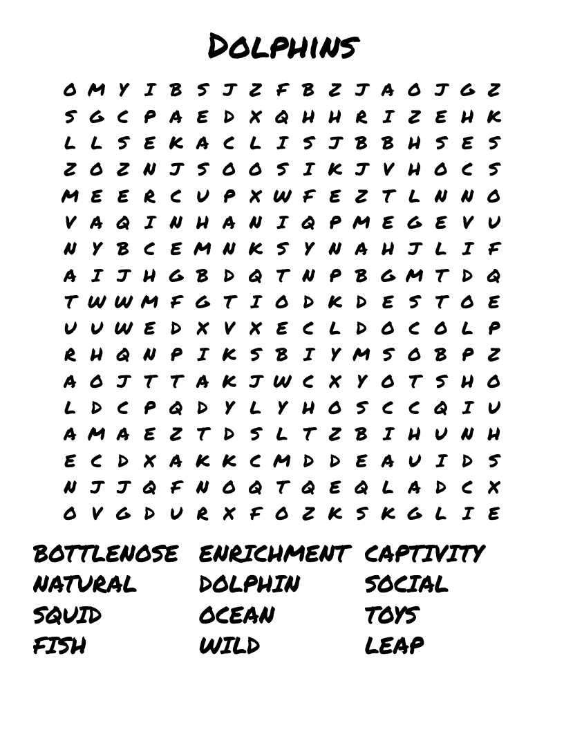 Dolphins Word Search