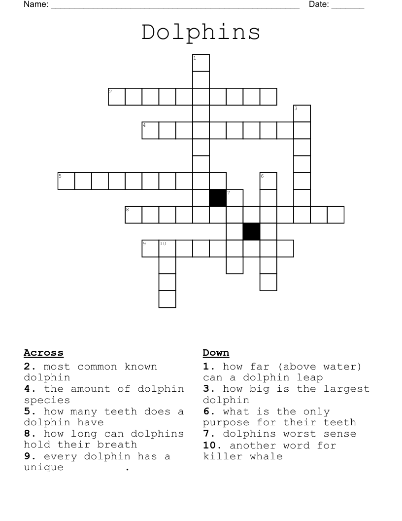 Dolphins Crossword