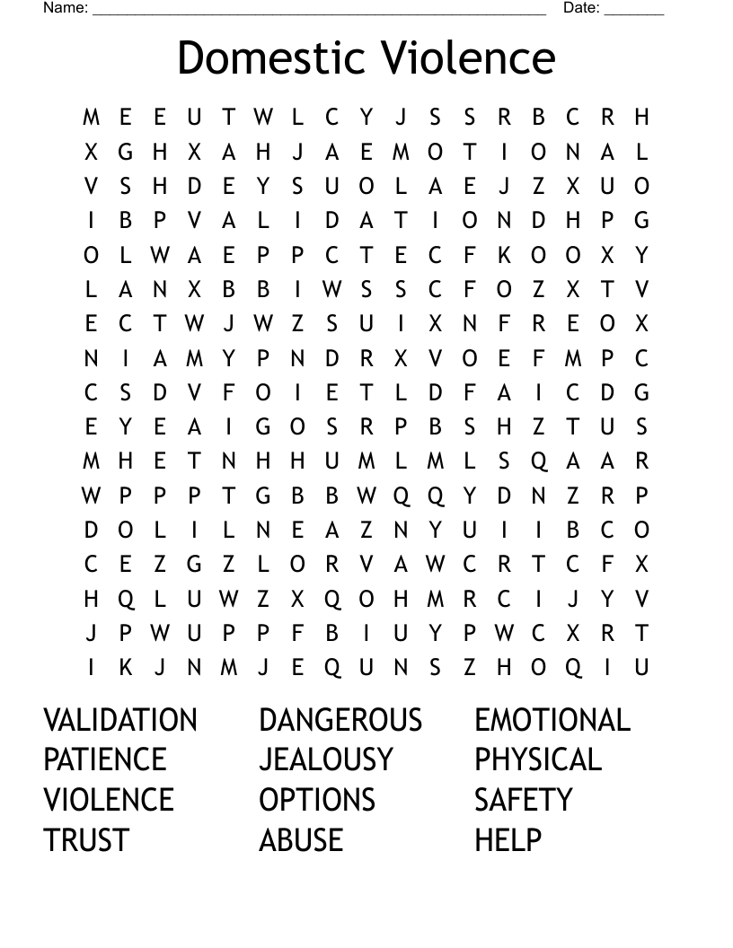 Domestic Violence Word Search
