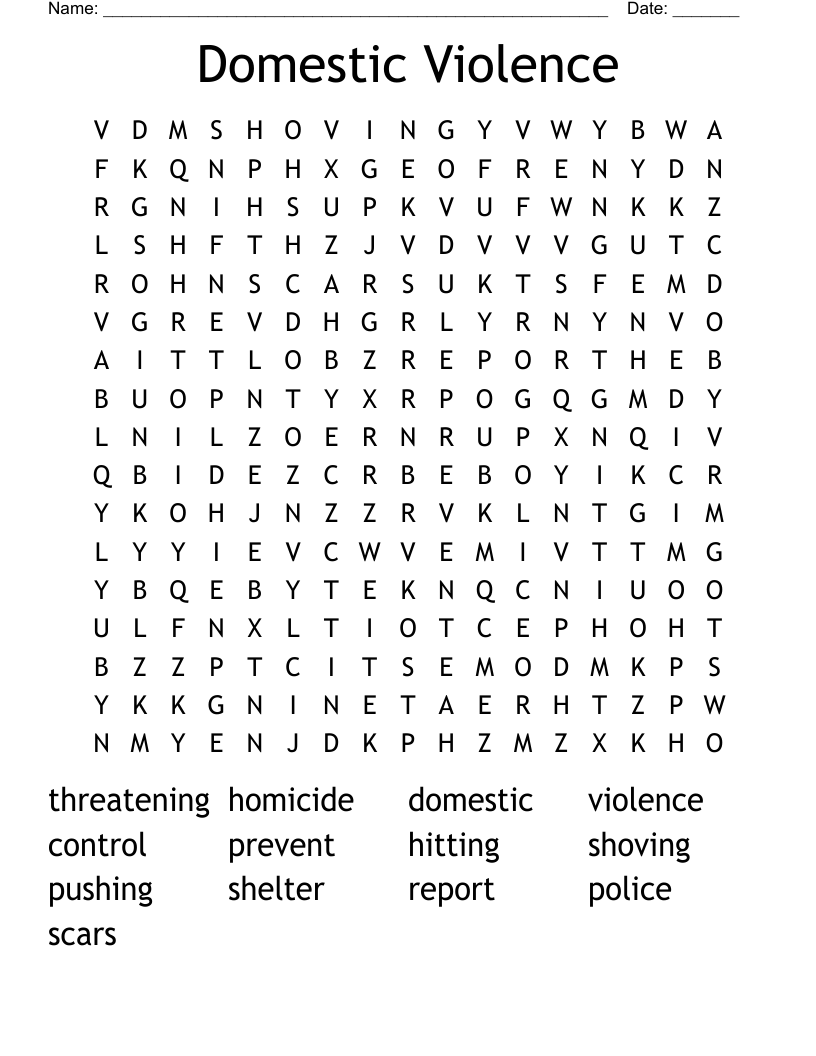 Domestic Violence Word Search
