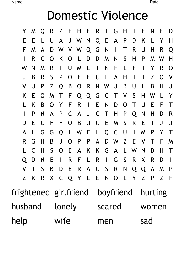 Domestic Violence Word Search