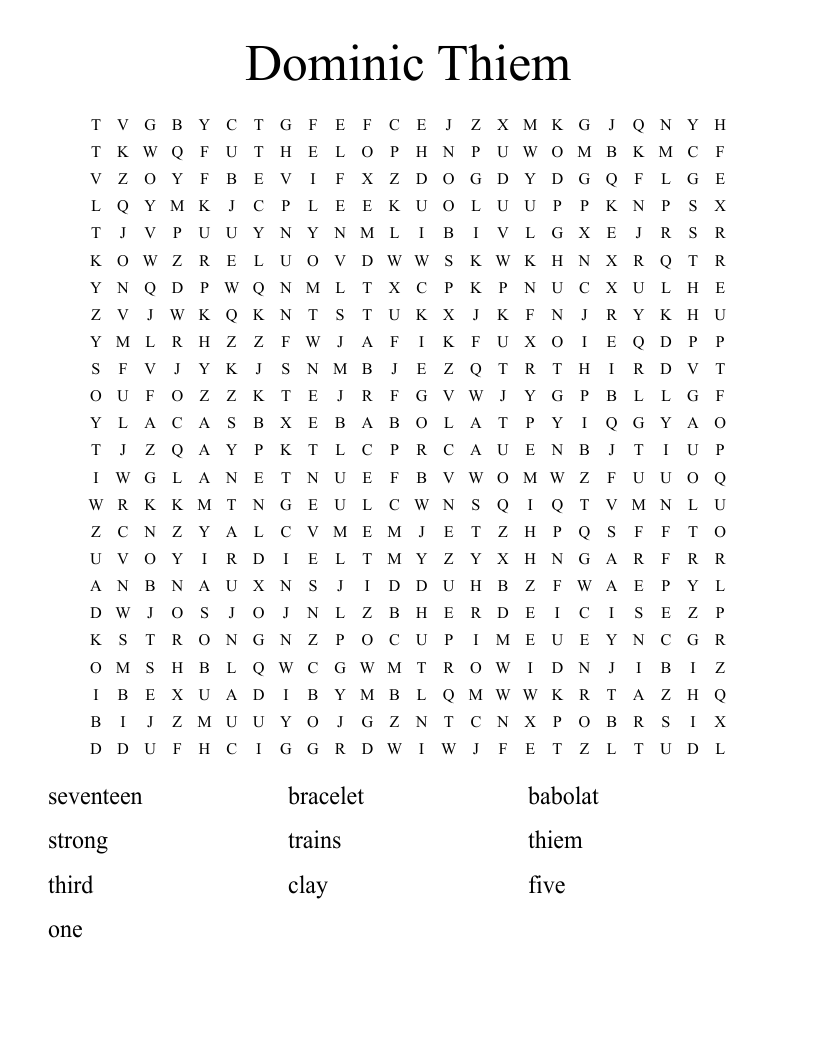 Dominic Thiem Word Search
