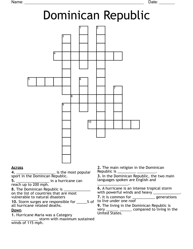 Dominican Republic Crossword