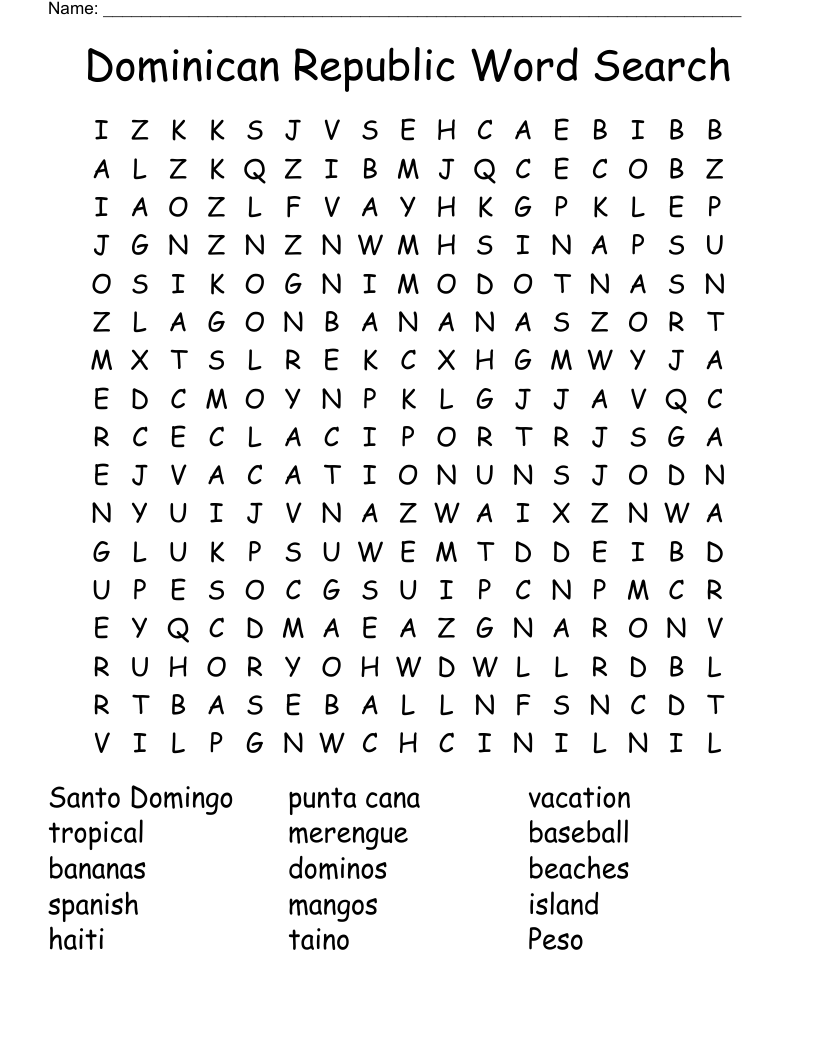 Dominican Republic Word Search