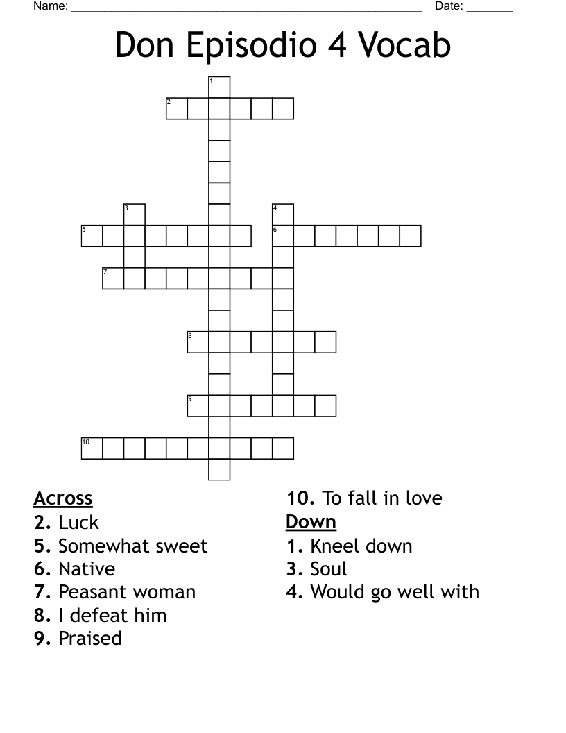 Don Episodio 4 Vocab Crossword