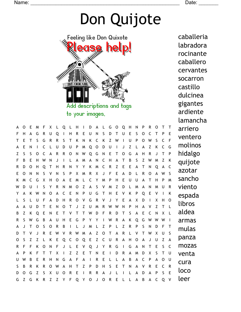Don Quijote Word Search