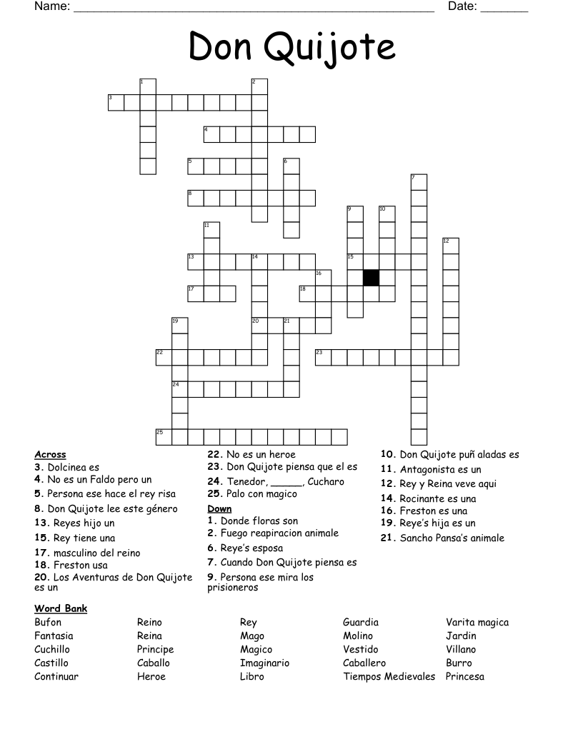 Don Quijote Crossword