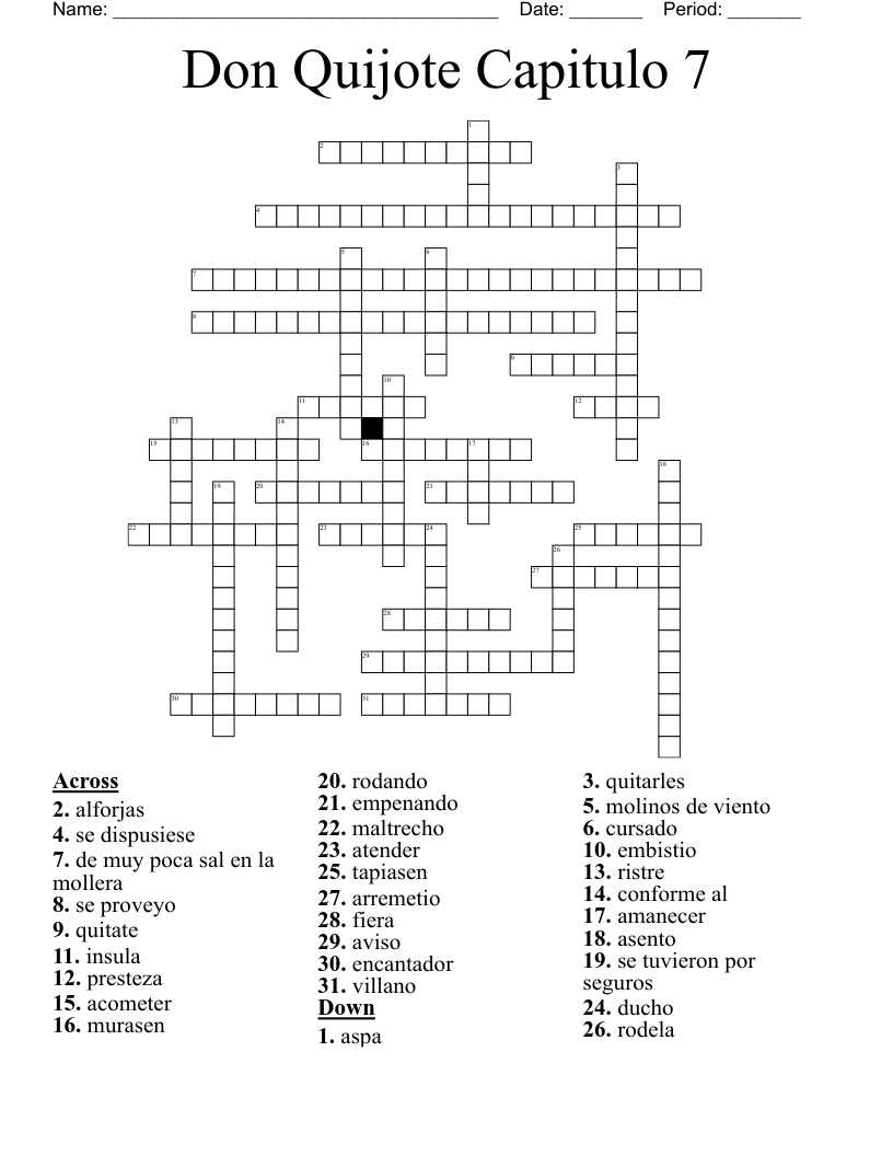 Don Quijote Capitulo 7 Crossword