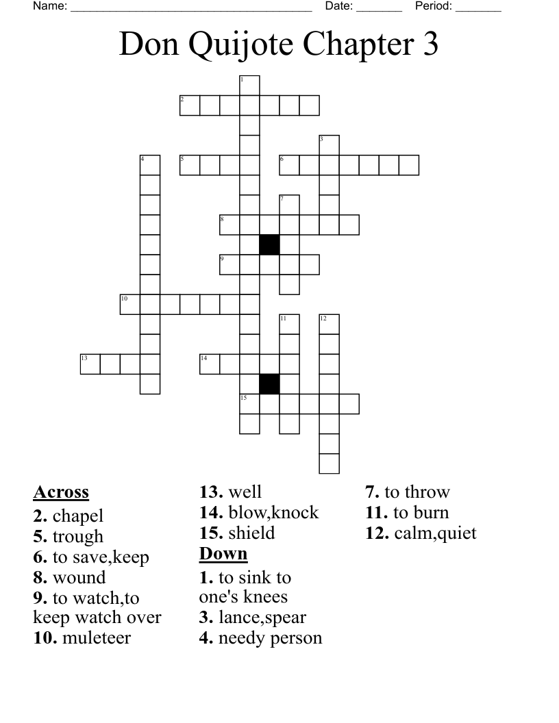 Don Quijote Chapter 3  Crossword