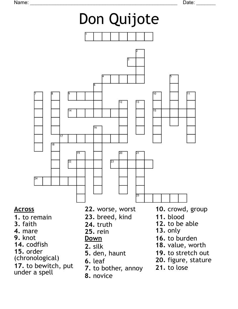 Don Quijote  Crossword