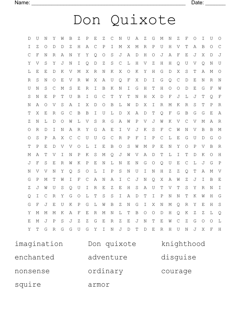 Don Quixote Word Search